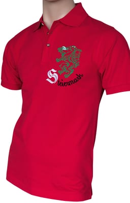 Trachtenmode Hiebaum Herren Trachten-Polo "Steiermark"Rot