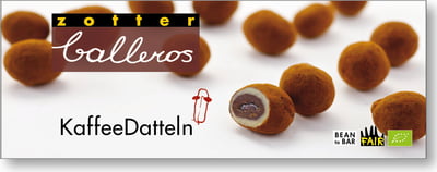 Zotter Schokoladenmanufaktur Bio Balleros" Kaffee Datteln" - 100 g