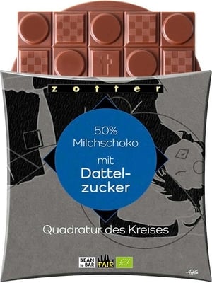 Bio Quadratur des Kreises 50% Milchschoko mit Dattelzucker - 70 g