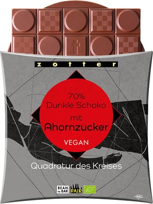 Bio Quadratur des Kreises 70% Dunkle Schoko mit Ahornzucker - 70 g