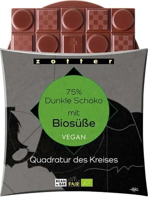 Bio Quadratur des Kreises 75% Dunkel Schoko mit Biosüße - 70 g